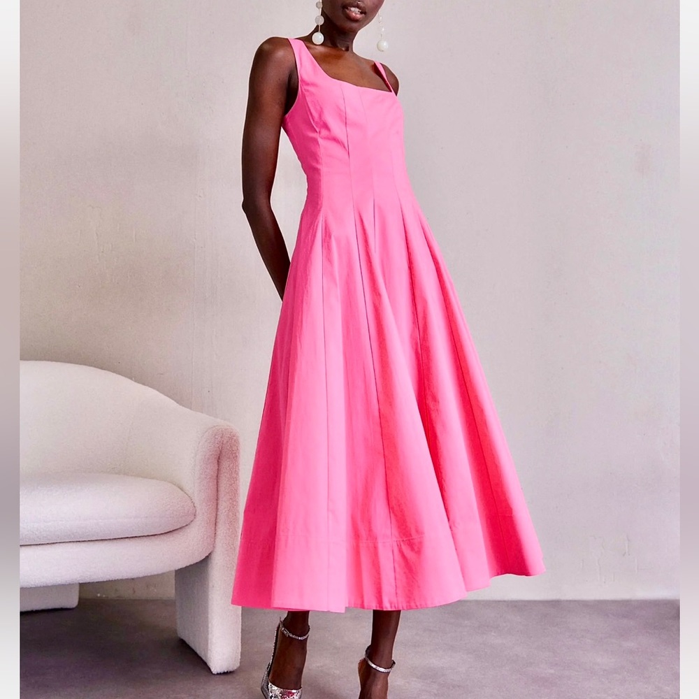 🌺🎉HP🎉🌺 Staud Wells Midi Dress Plumeria - Picture 2 of 16